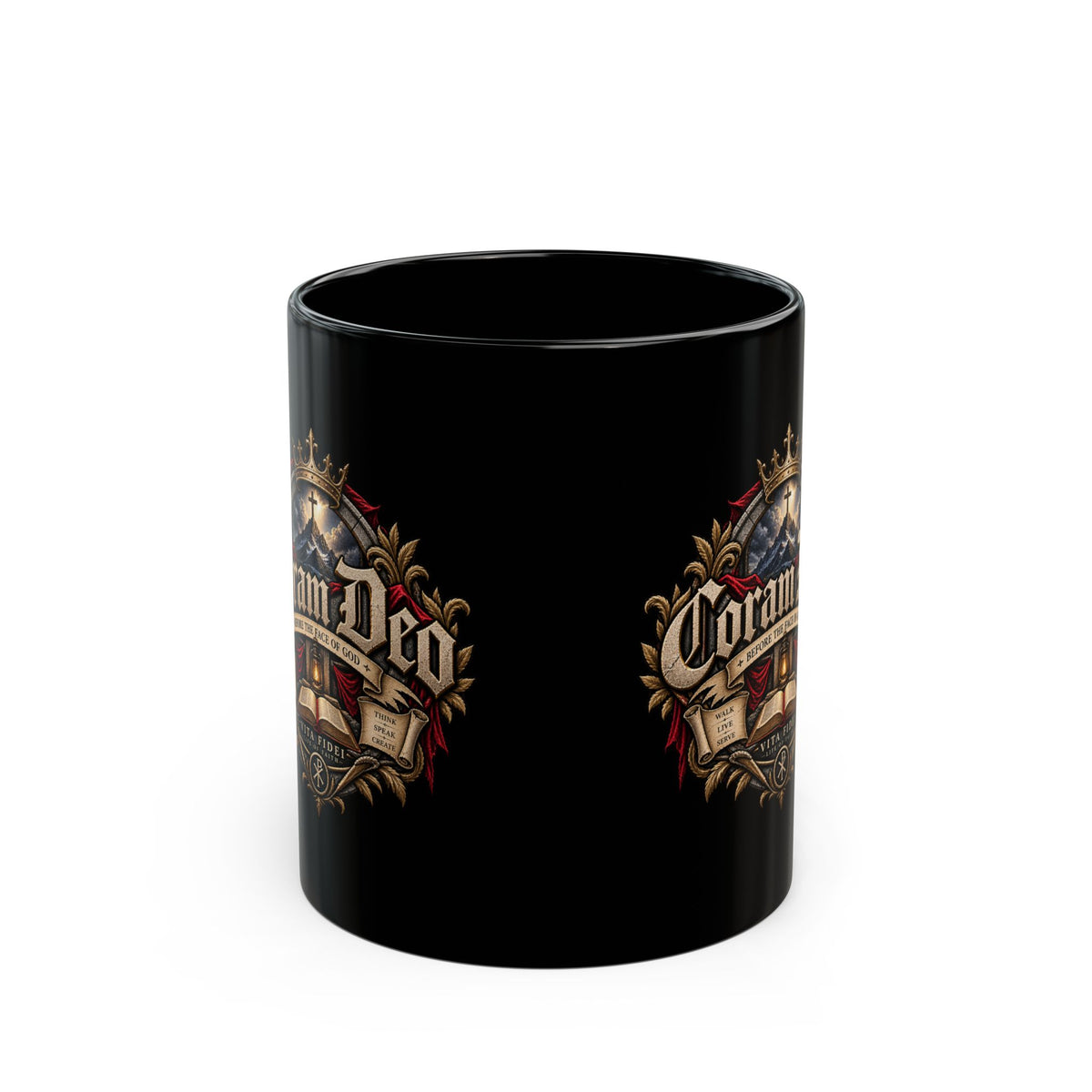 Coram Deo Black Coffee Mug