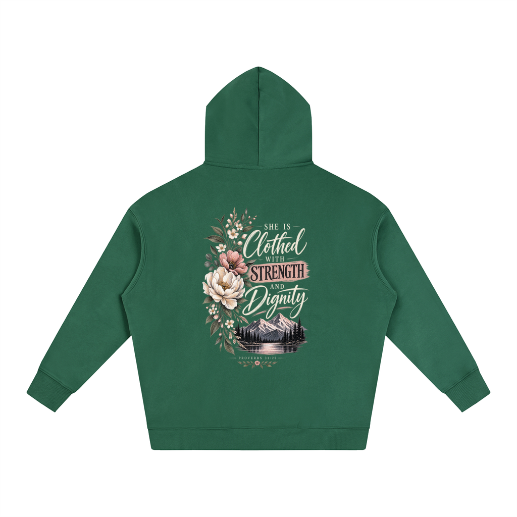 Proverbs 31:25 Oversize Fleeced Hoodie - Christian Faith