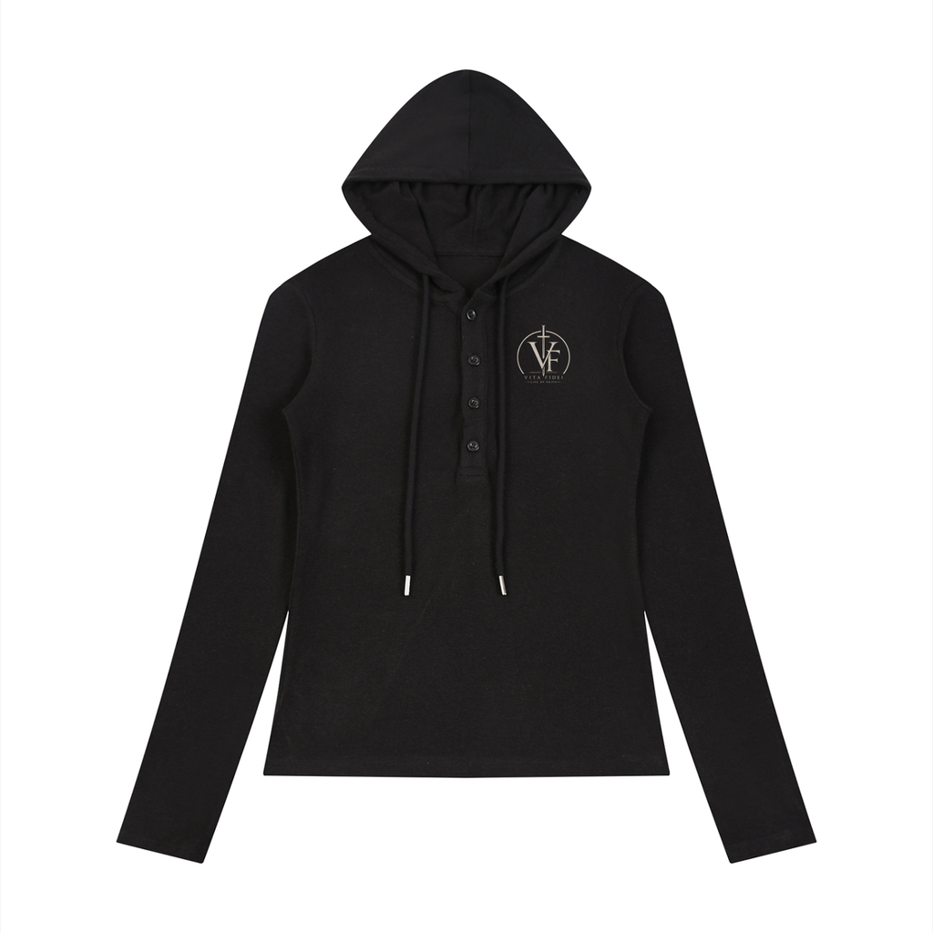 Proverbs 31:25 Women’s Slim Half-Button Hoodie