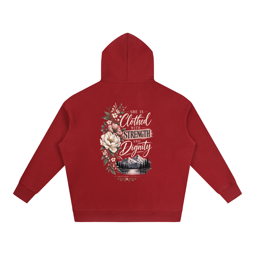 Proverbs 31:25 Oversize Fleeced Hoodie - Christian Faith