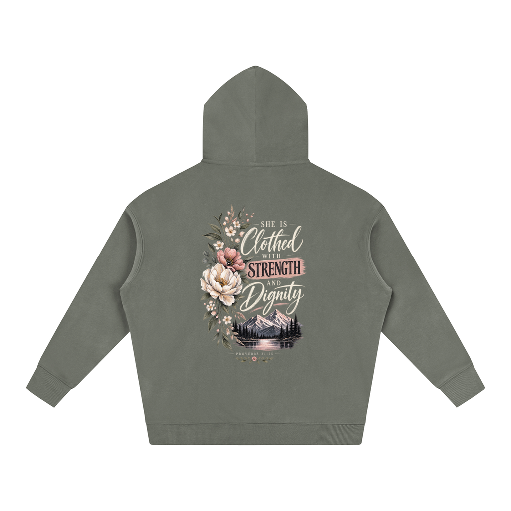 Proverbs 31:25 Oversize Fleeced Hoodie - Christian Faith
