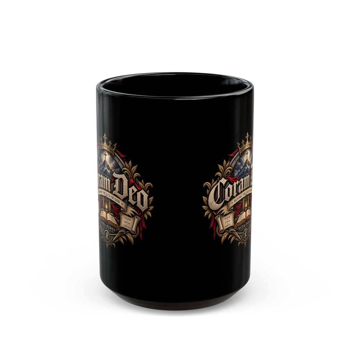 Coram Deo Black Coffee Mug