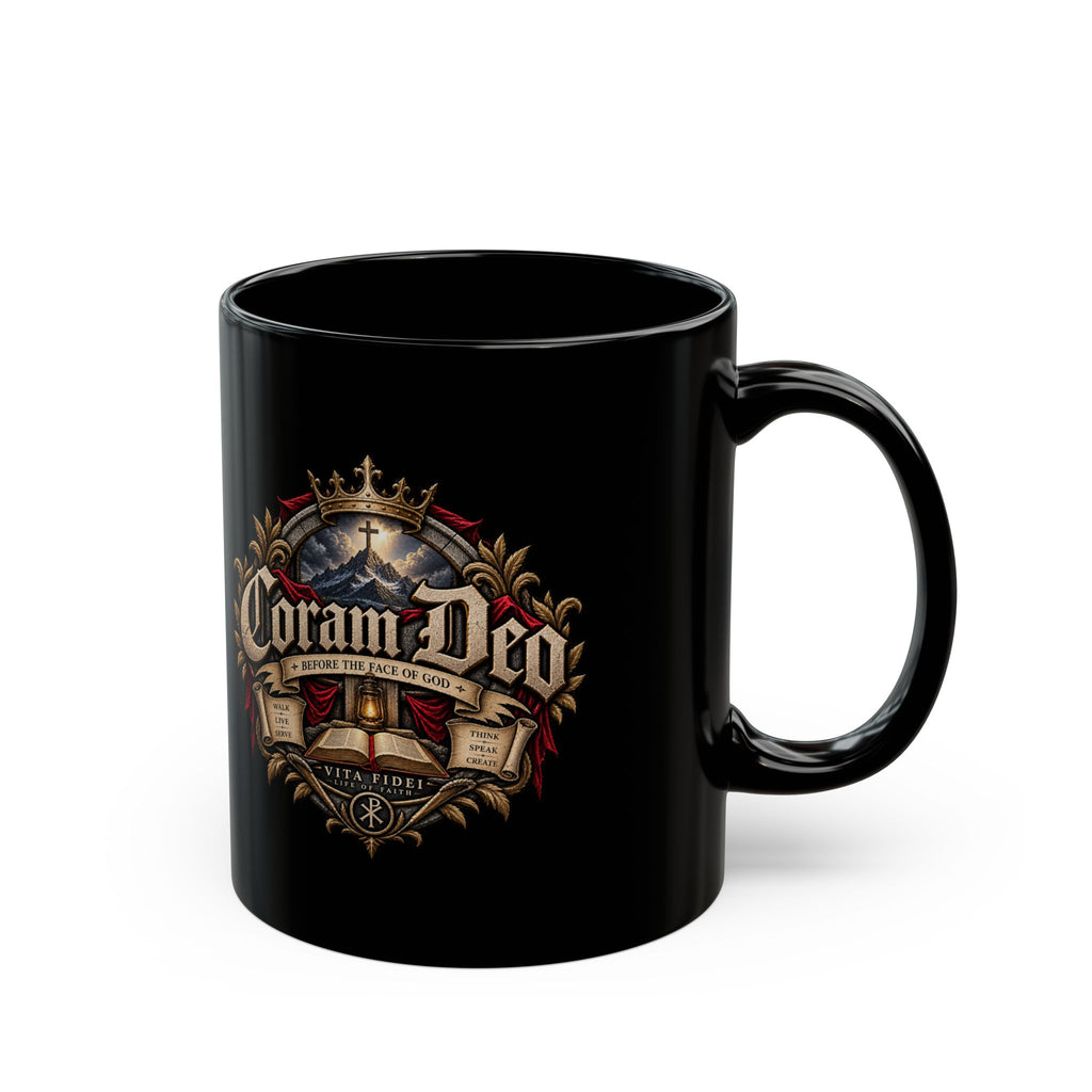 Coram Deo Black Coffee Mug
