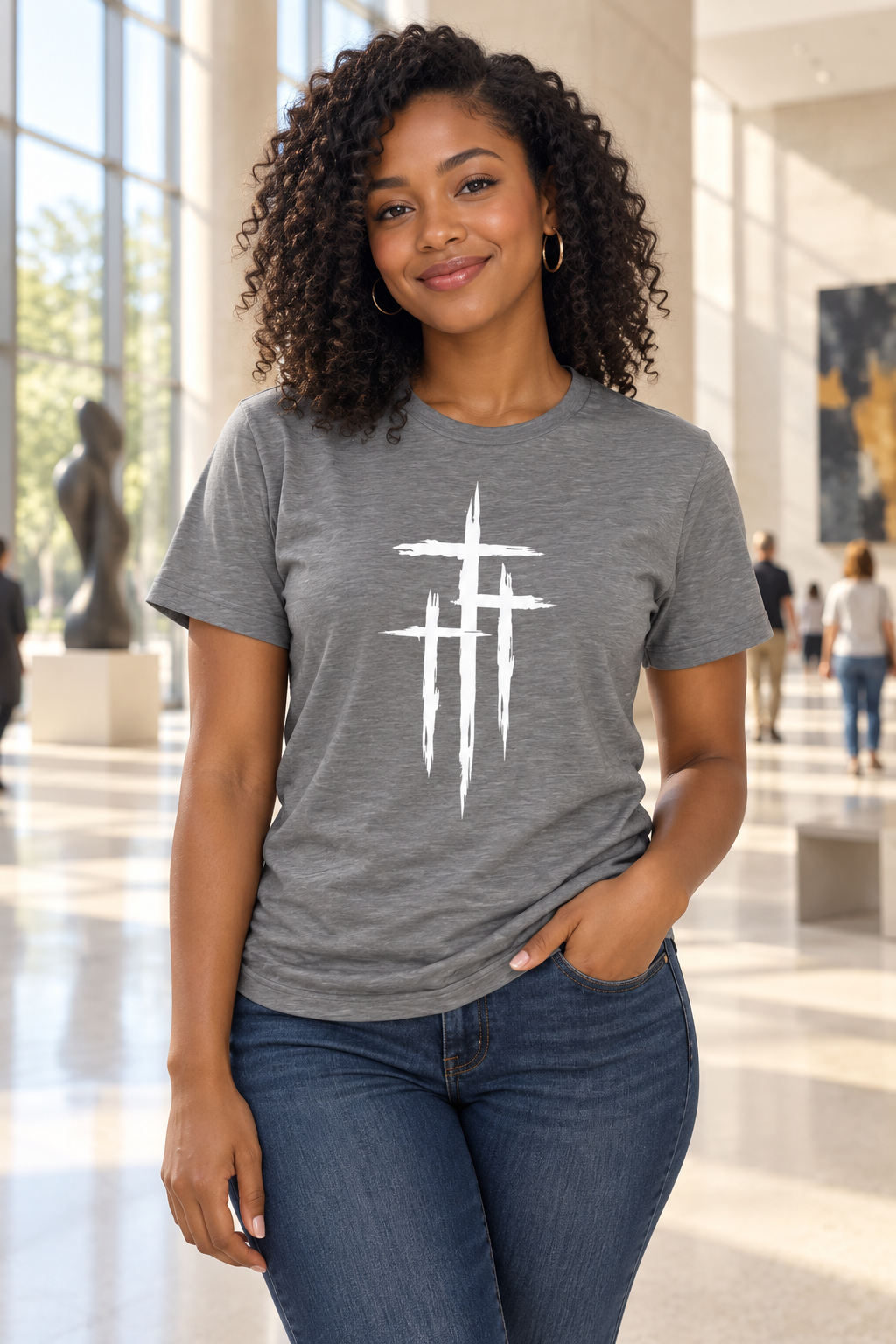 Three Crosses Christian T-Shirt – Faith Apparel | Vita Fidei