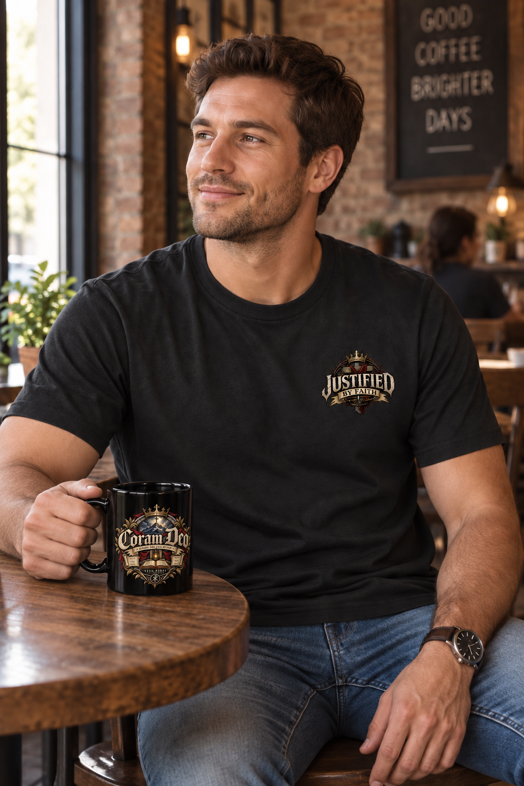 Coram Deo Black Coffee Mug