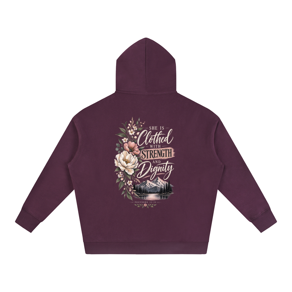 Proverbs 31:25 Oversize Fleeced Hoodie - Christian Faith