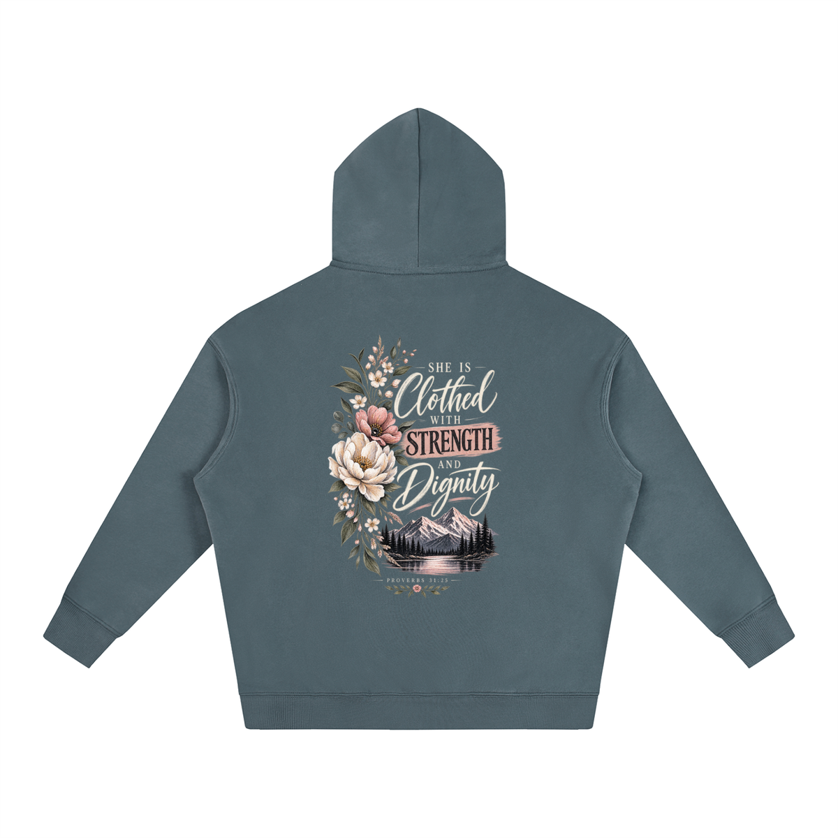Proverbs 31:25 Oversize Fleeced Hoodie - Christian Faith