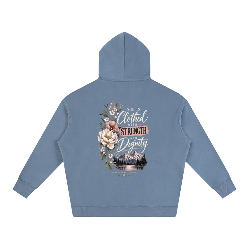 Proverbs 31:25 Oversize Fleeced Hoodie - Christian Faith