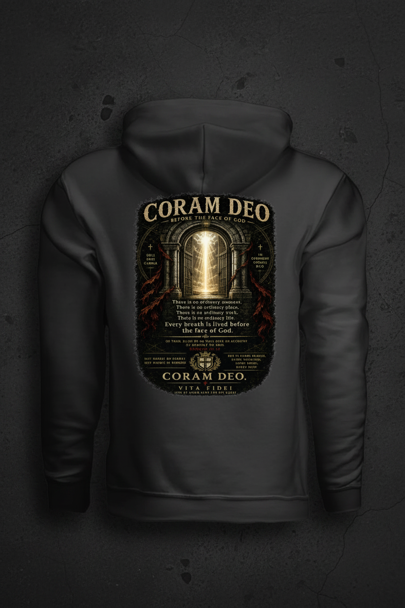 Coram Deo Hoodie Back Mockup