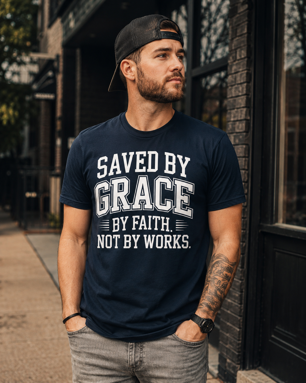 Saved by Grace T-Shirt | Ephesians 2:8 Christian Faith Apparel