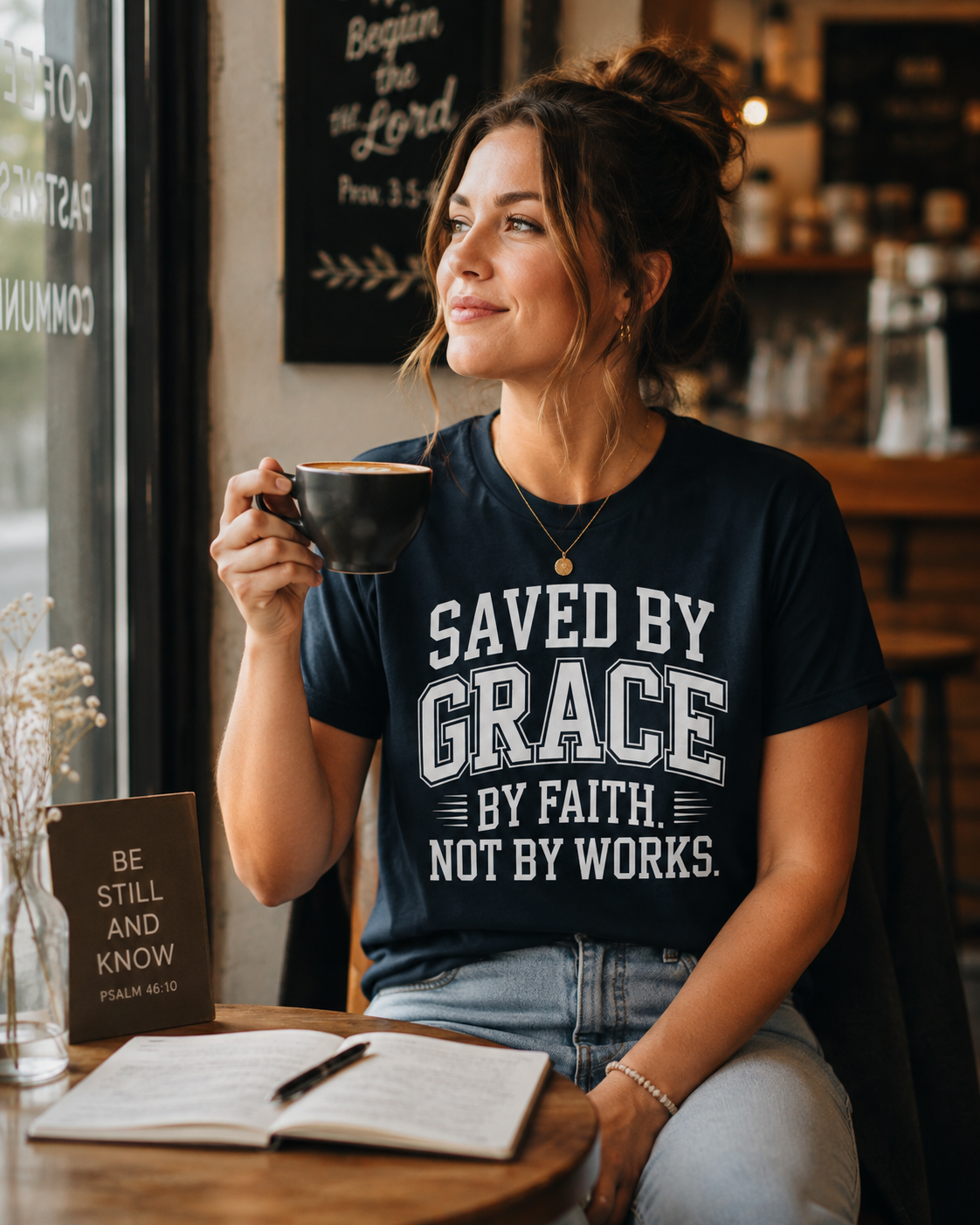 Saved by Grace T-Shirt | Ephesians 2:8 Christian Faith Apparel